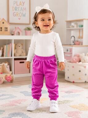 Habitual Kids Pink Velvet Sparkle Jogger Pants 18M NWOT